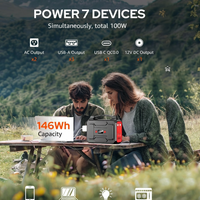 Solar Power Generator Built for Portable Energy, 146Wh Battery, 40W Solar Panel, Multiple Outlets, Home & Camping